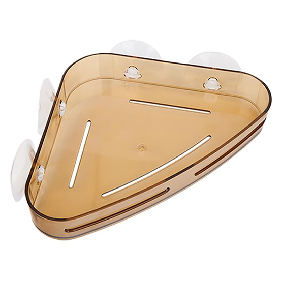 Полка угловая, пластик, присоска, коричневый, W6952