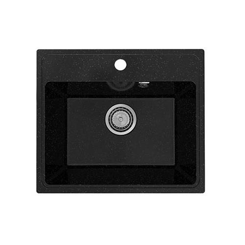 Мойка из искусственного гранита "Practik", 490*420*170мм "прямоугольная", черный оникс, без сифона