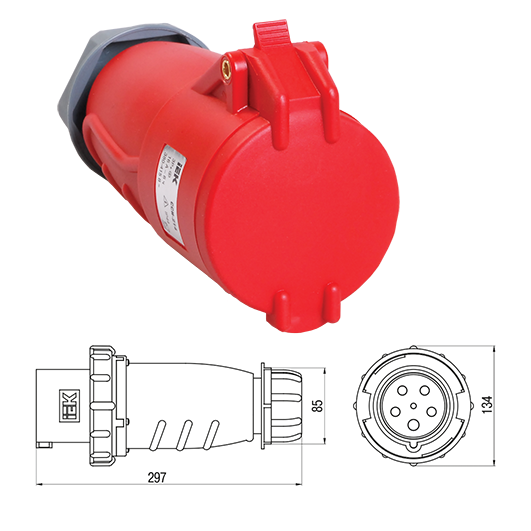 Розетка 215 переносная 3P+PE+N 16A 380B IP44, Magnum "ИЭК"
