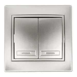 Выключатель 2-кл, "Plano Intro", скрытой проводки, алюминий 1-104-03