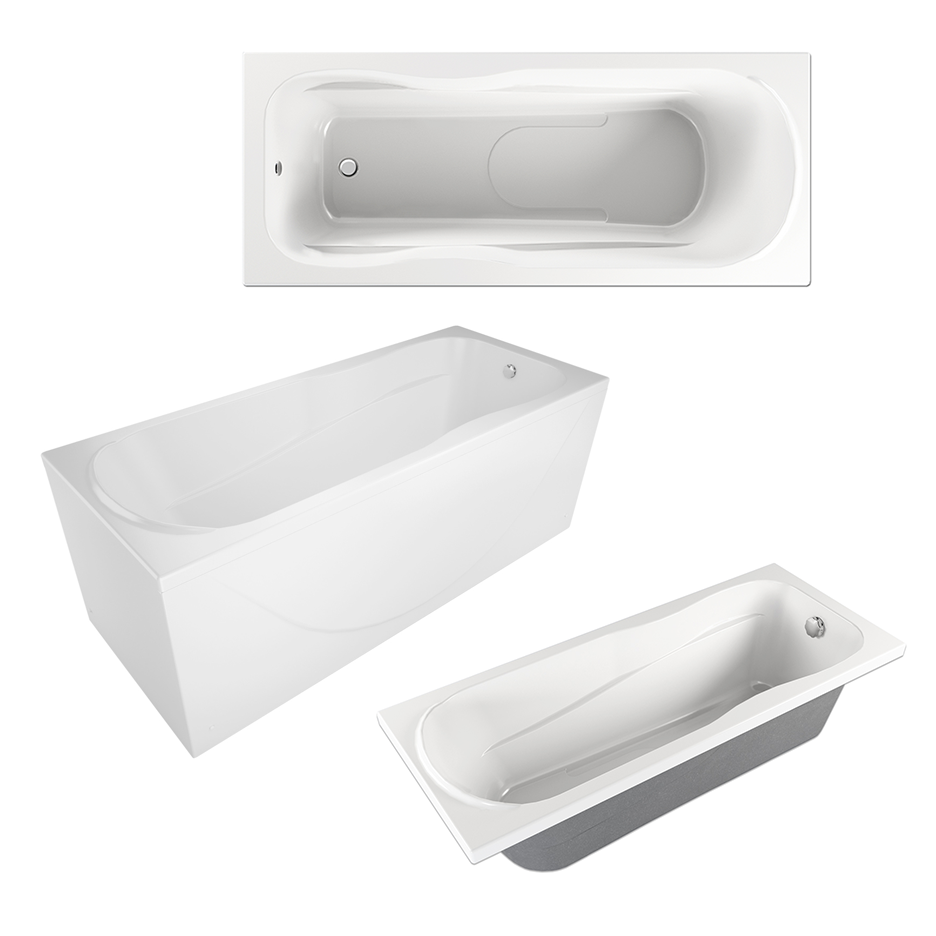 Ванна акриловая прямоугольная "Italy"1500*700*640мм,экран