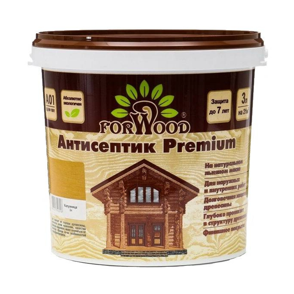 Антисептик деревозащитный декоративный "FORWOOD", 3л, "Орегон ВДПФ-1601"