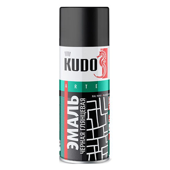 Эмаль аэрозольная черная глянцевая "KUDO", 520мл