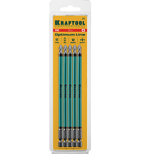 Набор бит &quot;Kraftool optimum&quot;, PH2*150мм, 5шт/уп
