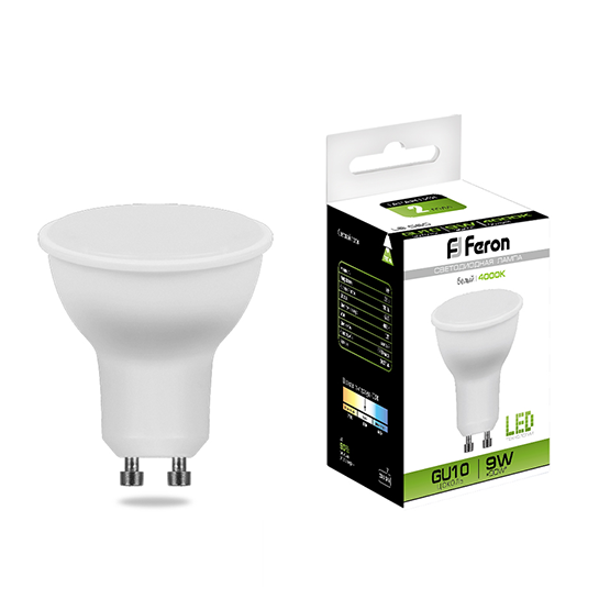 Лампа светодиодная  9Вт GU10 220В 4000K 780Лм LB-560 "FERON"