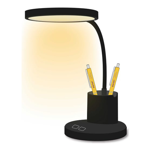 Светильник настольный светодиодный с аккумулятором, 12 Вт, три уровня яркости, 3500/4000/5000 К с органайзером черный "Фарлайт"