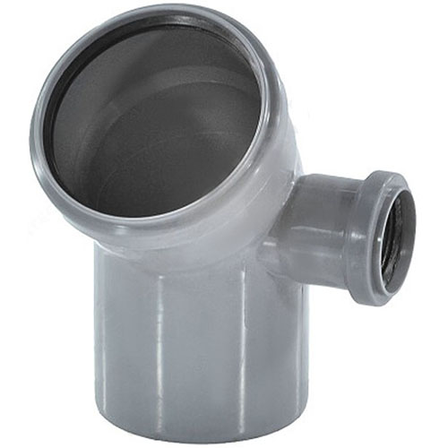 Отвод для внутренней канализации РР d110 с правым выходом на 50*45°