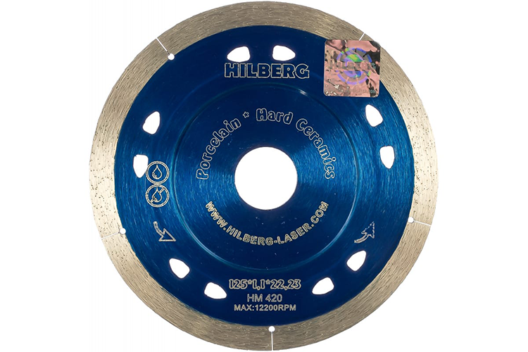 Диск алмазный сплошной для кафеля и керамогранита "Hilberg Extra Thin", 125*1,1*22,23мм, сухой рез
