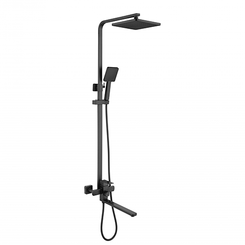 Душевой гарнитур "Fmark" для ванны c тропическим душем и смесителем "FS8145-35H", с изливом, черный, нержавейка
