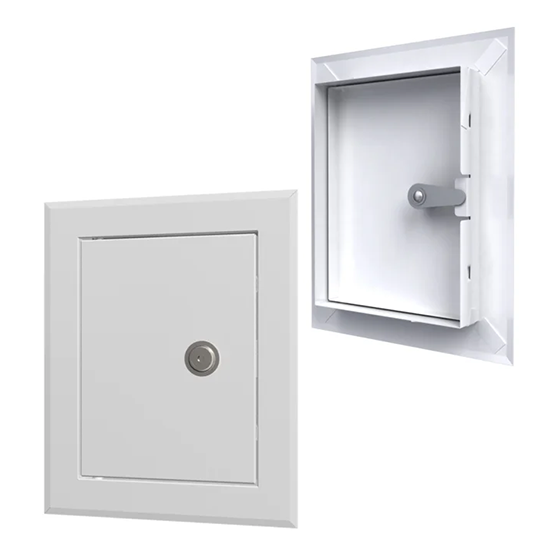 Лючок металлический белый 210*210 с фланцем 150*150, замок