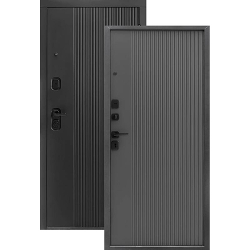 Дверь входная "Спарта", 960*2050*85мм, правая, МДФ -"Черный софт", МДФ "Графит софт" Прим Восток