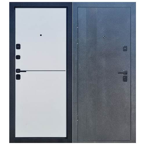 Дверь входная "Титан Т-181 LINE", 860*2050*90мм, левая, металл - "Антик серебро", МДФ - "Белый эмалит"