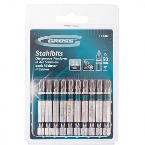Набор бит PZ3*50мм магнитная , 10шт "Gross"