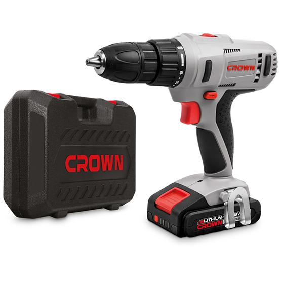 Дрель-шуруповерт аккум. "CROWN" CT21056L-2 BMC 18В, 45Нм, 2,0Ач x 2Li, БЗП 1,5-13мм