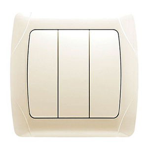 Выключатель 3-кл, "Carmen Viko", скрытой проводки, кремовый