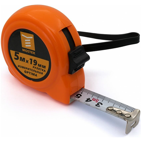 Рулетка "Mos Tek", обрезиненный корпус, с фиксатором 3м*16мм, Optima