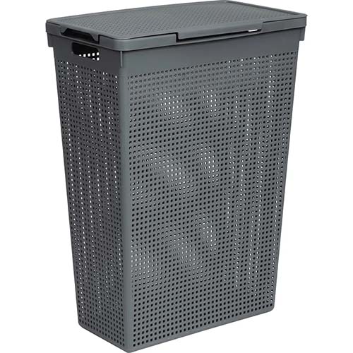 Корзина для белья "Лофт" 50л, с крышкой, узкая, серый