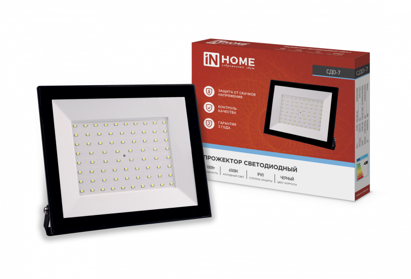 Прожектор светодиодный 100Вт 6500К 220В "СДО-7" "IN HOME"