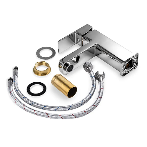 Смеситель "Aloute" однорычажный для умывальника "A1001", хром, с подводкой