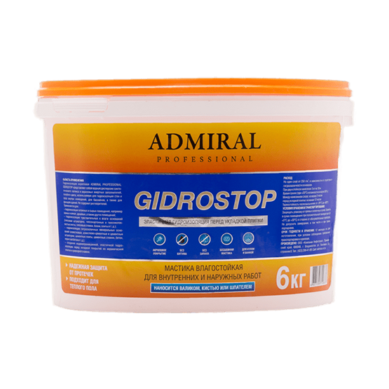 Мастика "Адмирал Gidrostop" акрил, 6кг