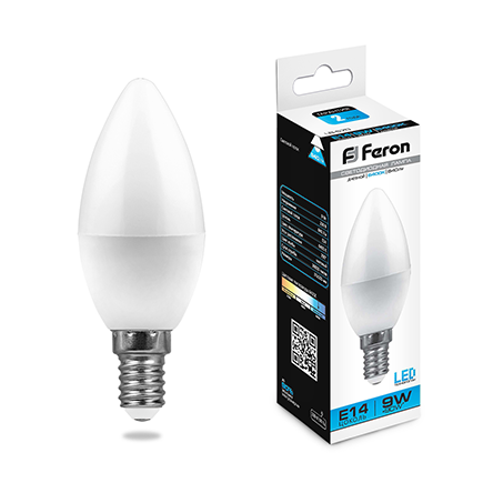 Лампа светодиодная 220В  9Вт Е14 6400К свеча LB-570 &quot;FERON&quot;