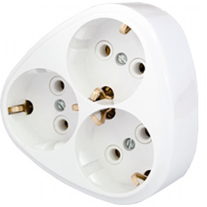 Тройник с заземляющим контактом, плоский, РВ16-259, &quot;Минск&quot;