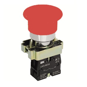 Кнопка управления LAY5-BС42 "Грибок" без подсветки красная, "ИЭК"