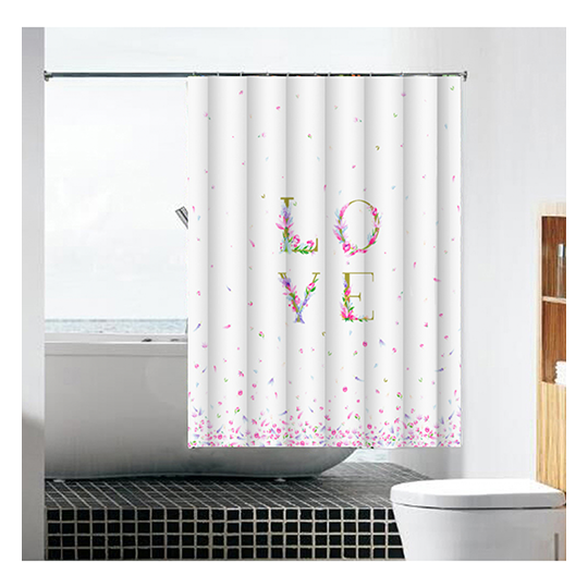 Шторка для ванной "Любовь и нежность" "MZ-91" в комплекте с кольцами 1800*1800мм полиэстер