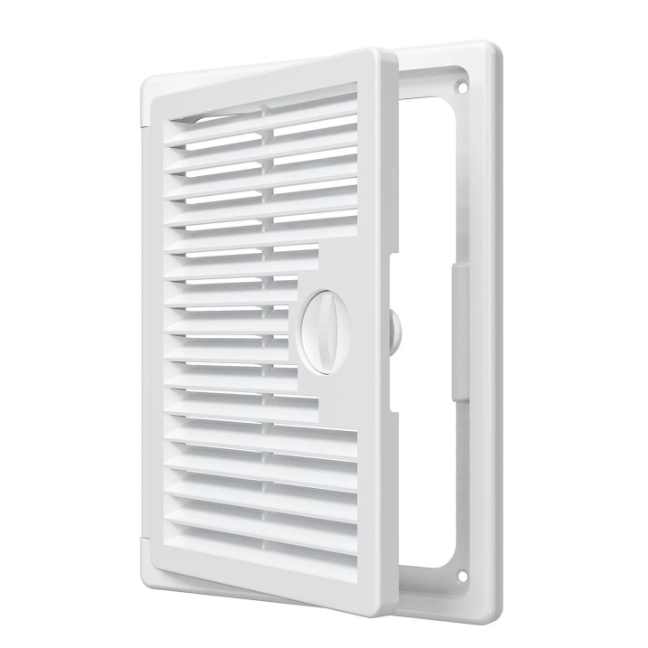 Решётка-дверца 150*200, накладная с ручкой-задвижкой "ДЕКОФОТ" пластмассовая белая