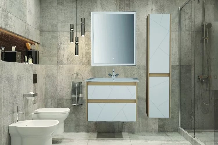 Тумба "Диана White 75" с умывальником "Элина 75"