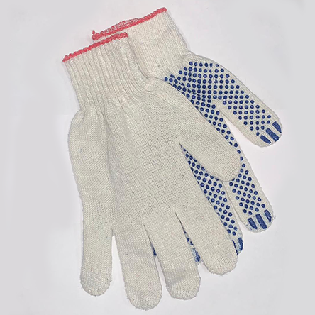 Перчатки хлопчатобумажные 4-нитка, с точкой 10кл, белые,  10пар/упак.