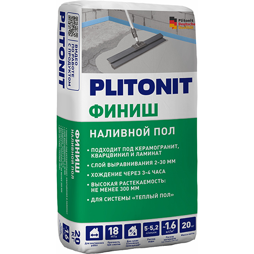 Ровнитель для пола "Плитонит Финиш", 20кг