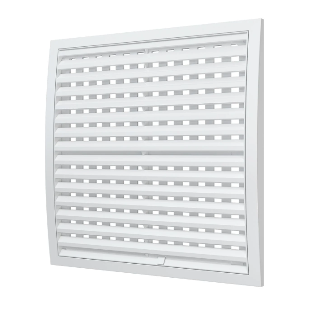 Решетка наружная накладная пластиковая вентиляционная 350*350, регулируемая, разъёмная, белая