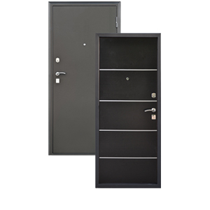 Дверь входная "Отвага", 960*2050*72мм, правая, металл - "Металлик черный", МДФ "Венге тонкий-5911-4" Город Мастеров