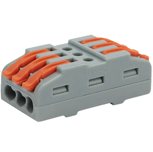 Клемма СМК 222-423 проходная 3 полюса (0,08-4 мм²), серая (25 шт./уп.) REXANT