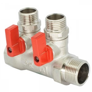 Коллектор с двумя шаровыми кранами,34в*1/2н*1/2н*3/4н