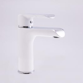 Смеситель для умывальника "Oute T2401K", однорычажный, белый, с подводкой