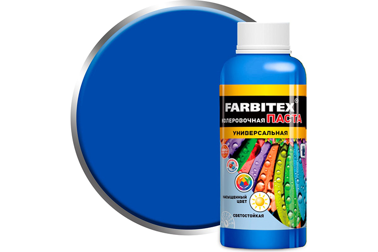 Паста колерная универсальная "FARBITEX", 100мл, "Лазурь"