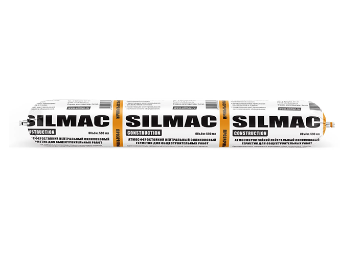 Герметик однокомпонентный силиконовый нейтральный "SILMAC CONSTRUCTION", 590мл, прозрачный