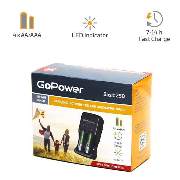 З/У для аккумуляторов GoPower Basic 250 Ni-MH/Ni-Cd 4 слота