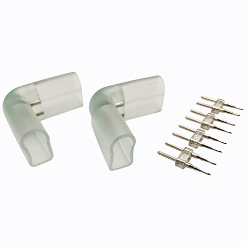 Комплект(2шт) коннекторов ПВХ для углового соединения одностороннего светодиодного неона мини 8*16мм