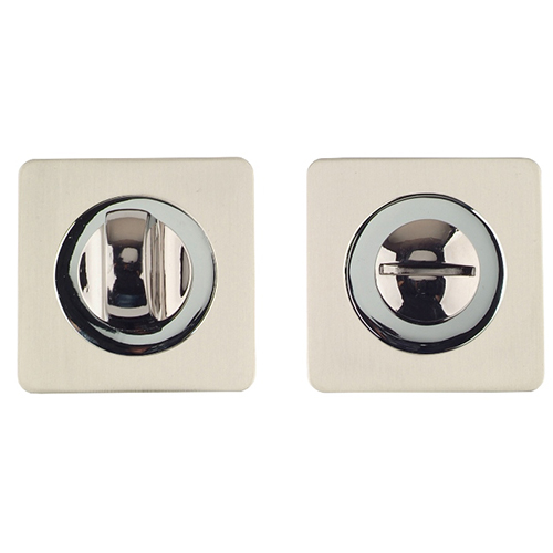 Завертка дверная "TRODOS BK02-AL SN/CP", квадратная накладка, "Никель/хром"