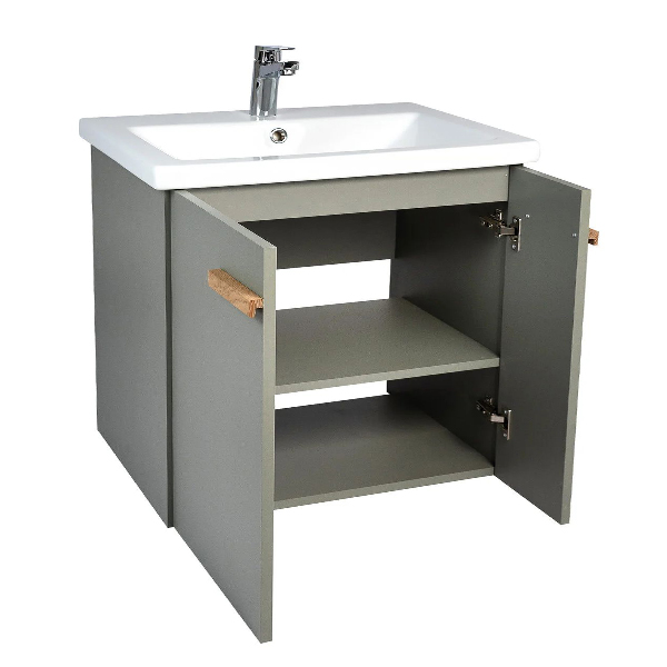 Тумба &quot;Мюнхен 80&quot;, хаки, с умывальником &quot;Como 80&quot;, подвесная