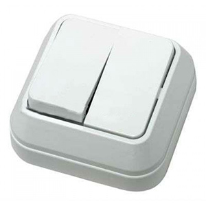 Выключатель 2-кл, "Siva Ustu Makel", накладной, белый