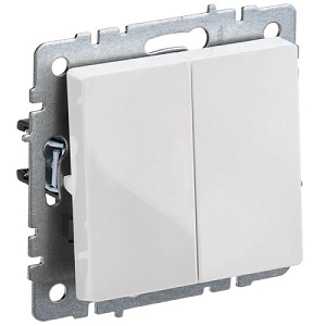 Переключатель 2-кл. "BRITE" прох., с/п, 10А, механизм (без рамки), бел. IEK
