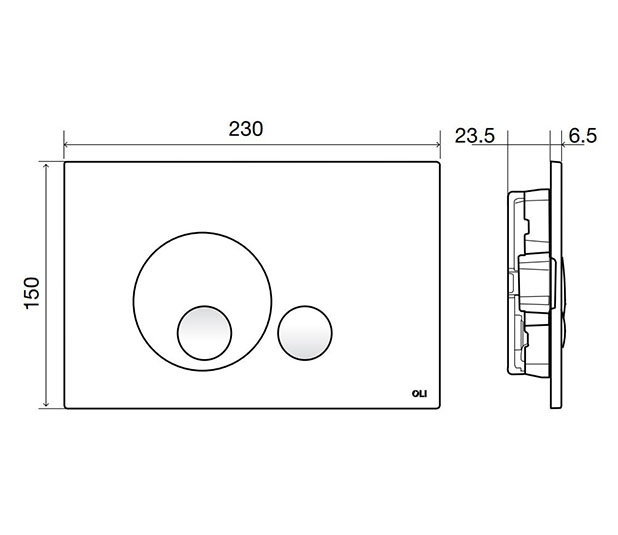 Кнопка &quot;Globe&quot; двойная механическая для инсталляций Oli 120 Eco Sanitarblock,74,80,Plus, Expert Plus, Quadra Plus хром глянцевый, пластик