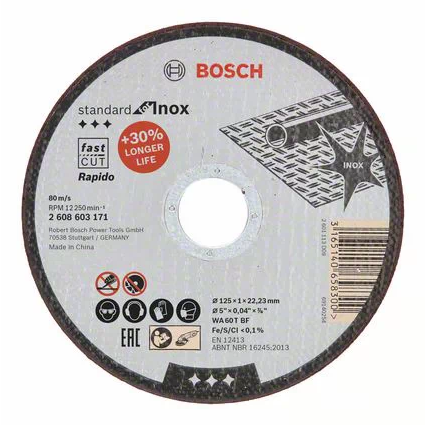 Круг &quot;Bosch&quot; отрезной по металлу, 125*1*22,2мм &quot;Standard for Inox Rapido&quot;