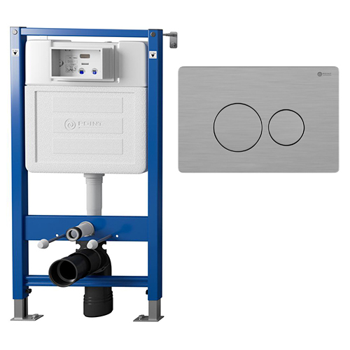 Система инсталляции "Point Элемент" для подвесного унитаза "PN45122" механическая, с контейнером под таблетку, с кнопкой "Виктория", сатин, хром пластик
