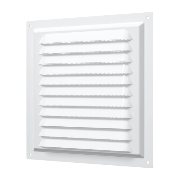 Решетка металлическая вентиляционная 200*200, с сеткой, белая