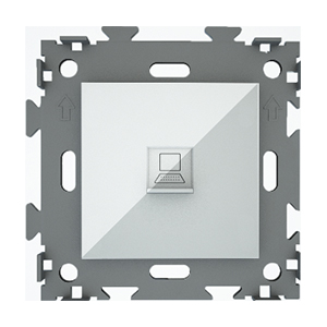 Розетка, компьютерная 1-ая, "CGSS", скрытой проводки, с рамкой, белая